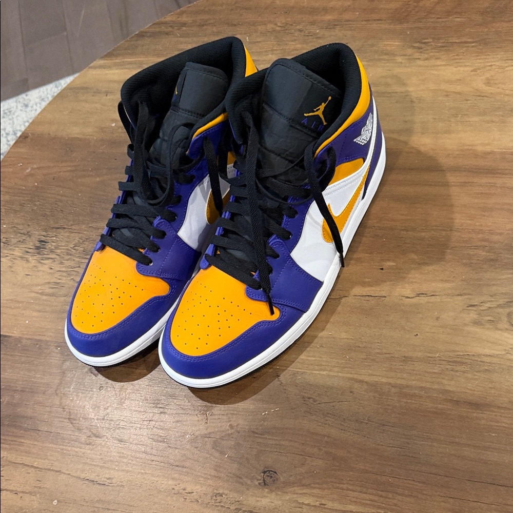 Jordan 1 Lakers Men's Sneakers - Purple, Yellow, Black